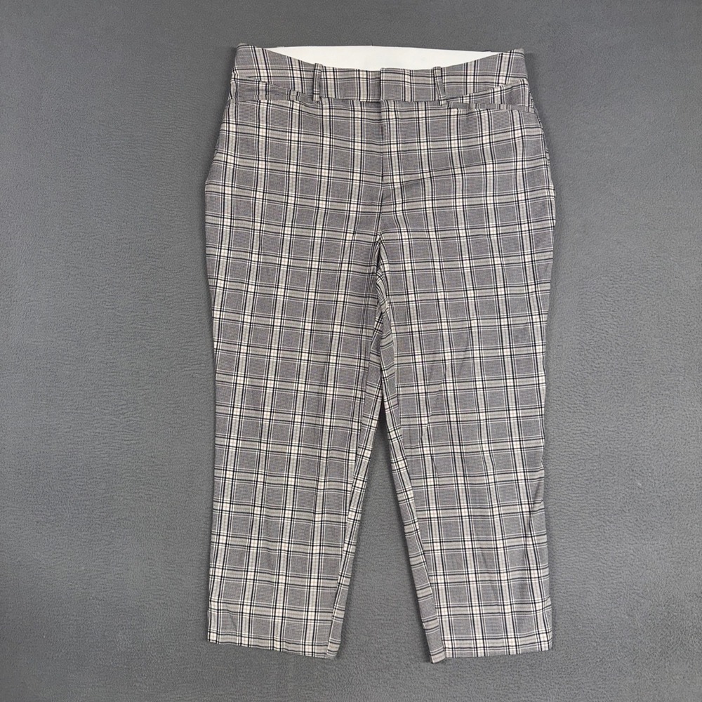 Ava & Viv Pants Womens 16 Black White Plaid Glen Check Cropped Ankle Trousers